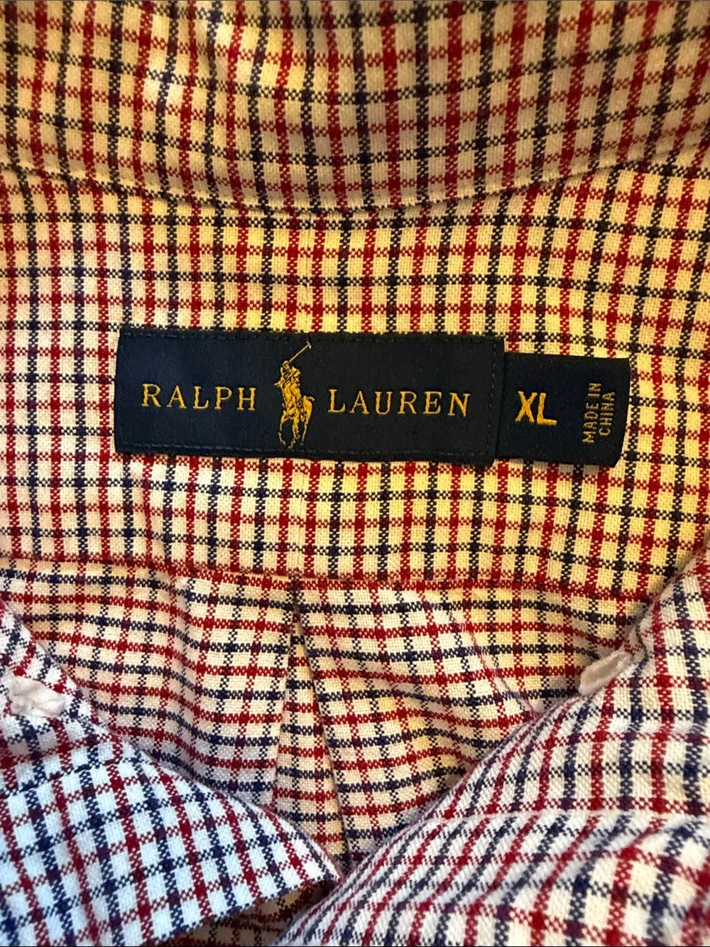 Polo by Ralph Lauren Red and Blue and White Micro-Check Button-Down Shirt